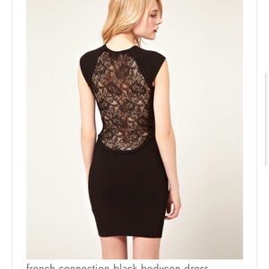 French Connection Black Dress with Lace Back